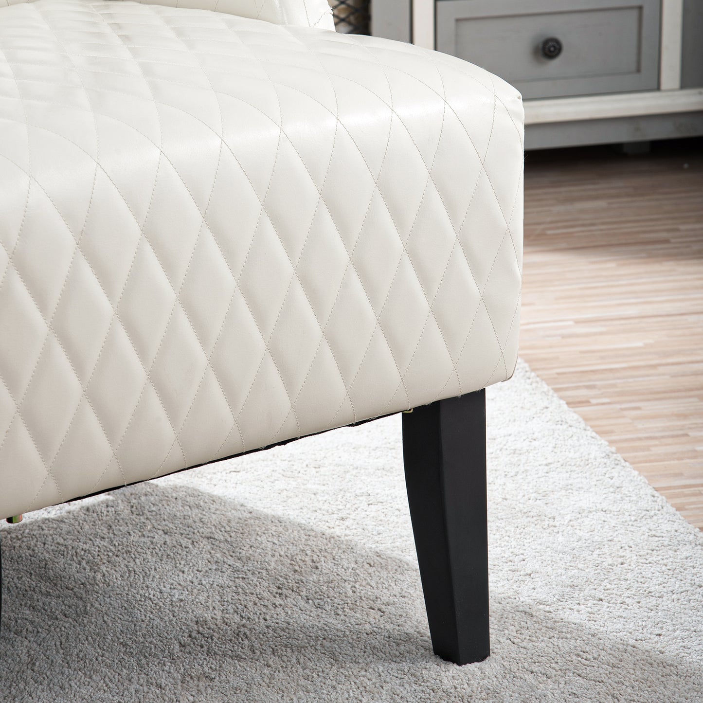 High-Back Faux Leather Accent Chair - White Wingback Design