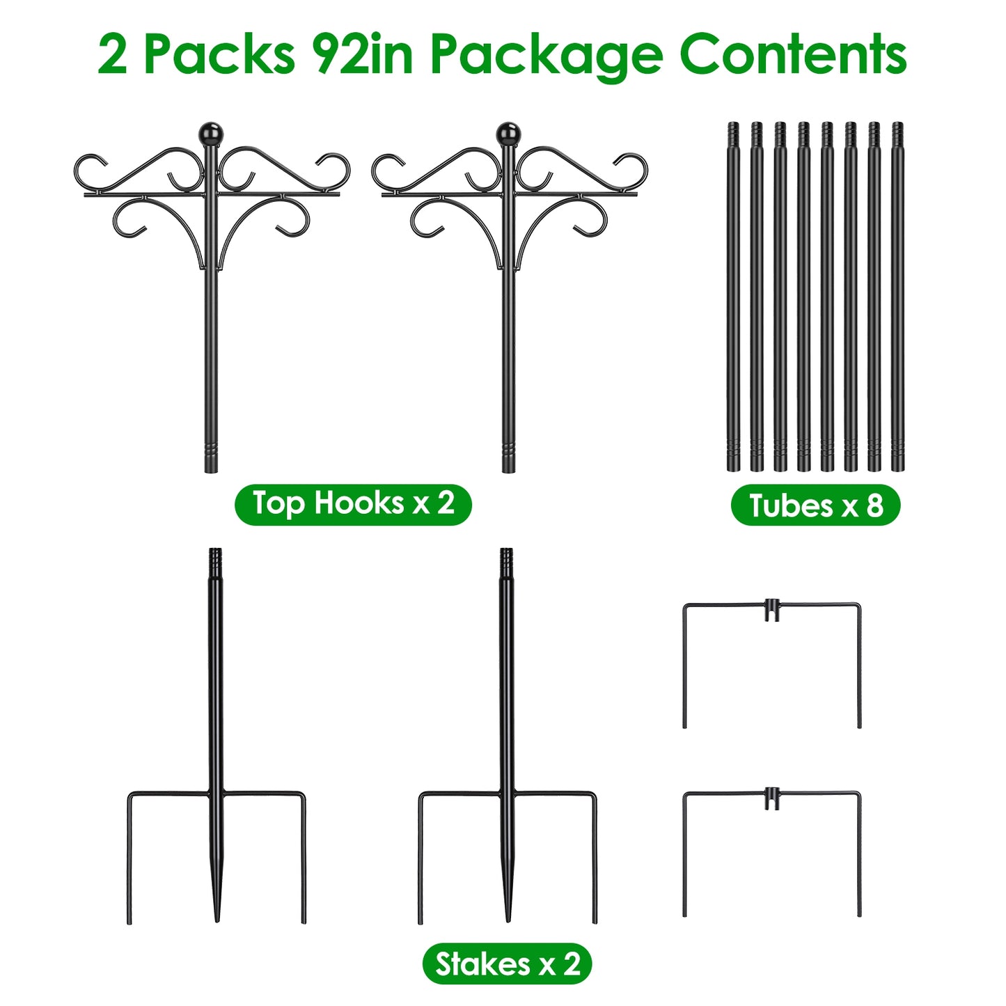 Heavy Duty Double Shepherds Hook Garden Pole - Adjustable Outdoor Bird & Plant Hook