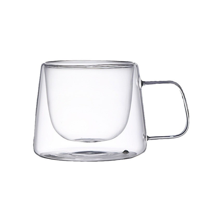 Double-Layer Borosilicate Glass Fruit Drink Cup 200ml with Handle