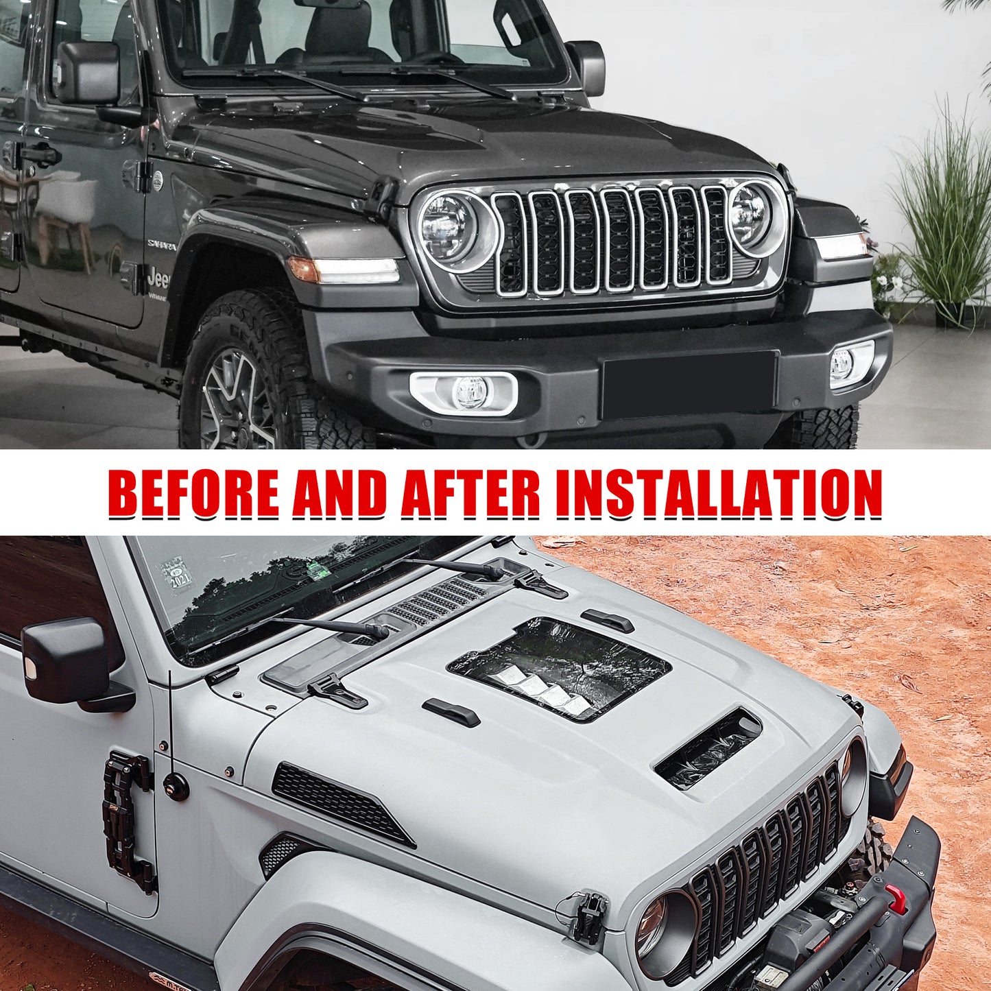 Space-Capsule Style Heat Dispersion Hood for Jeep Wrangler & Gladiator