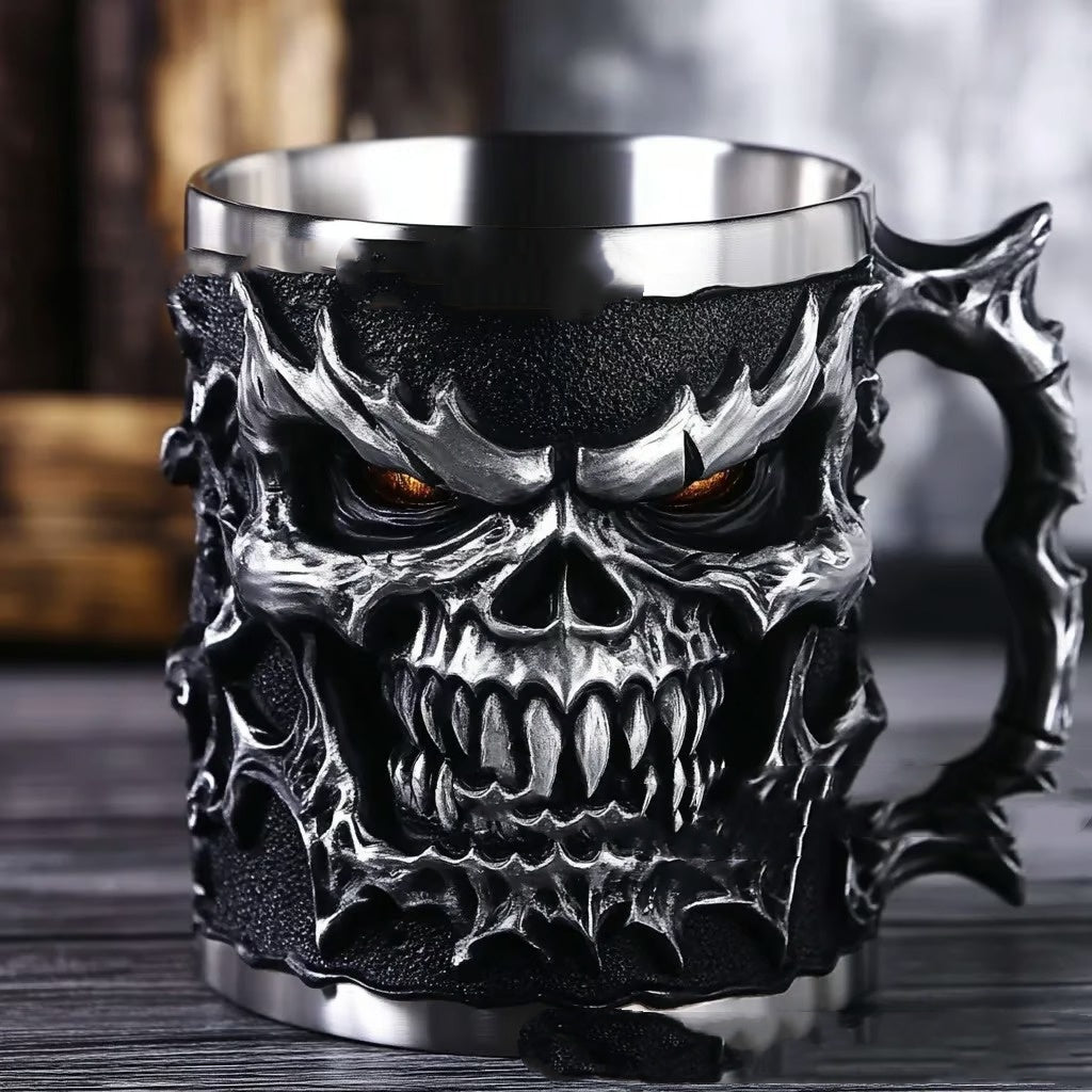 Dark Skeleton Mug - Unique Human Skull Coffee Cup for Home & Kitchen