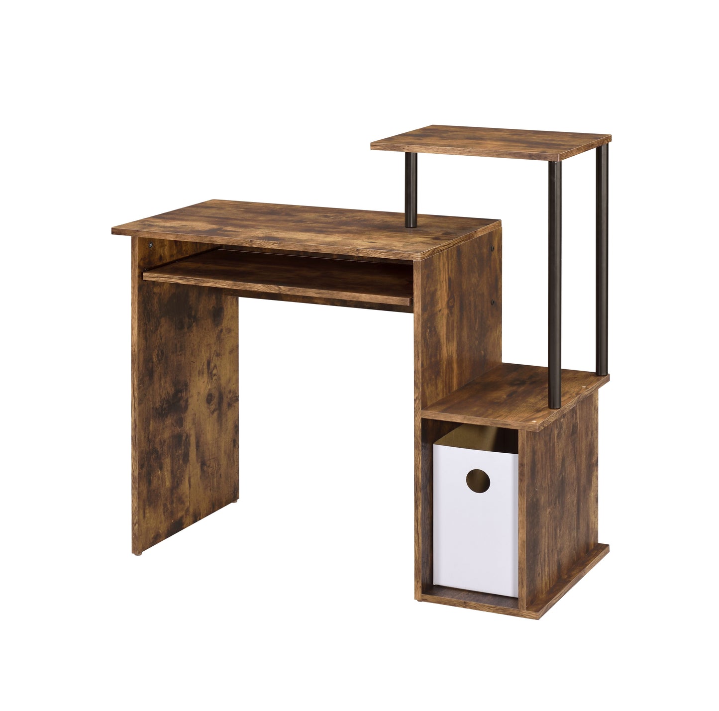 Computer Desk with Weathered Oak & Black Finish - 37" Wide