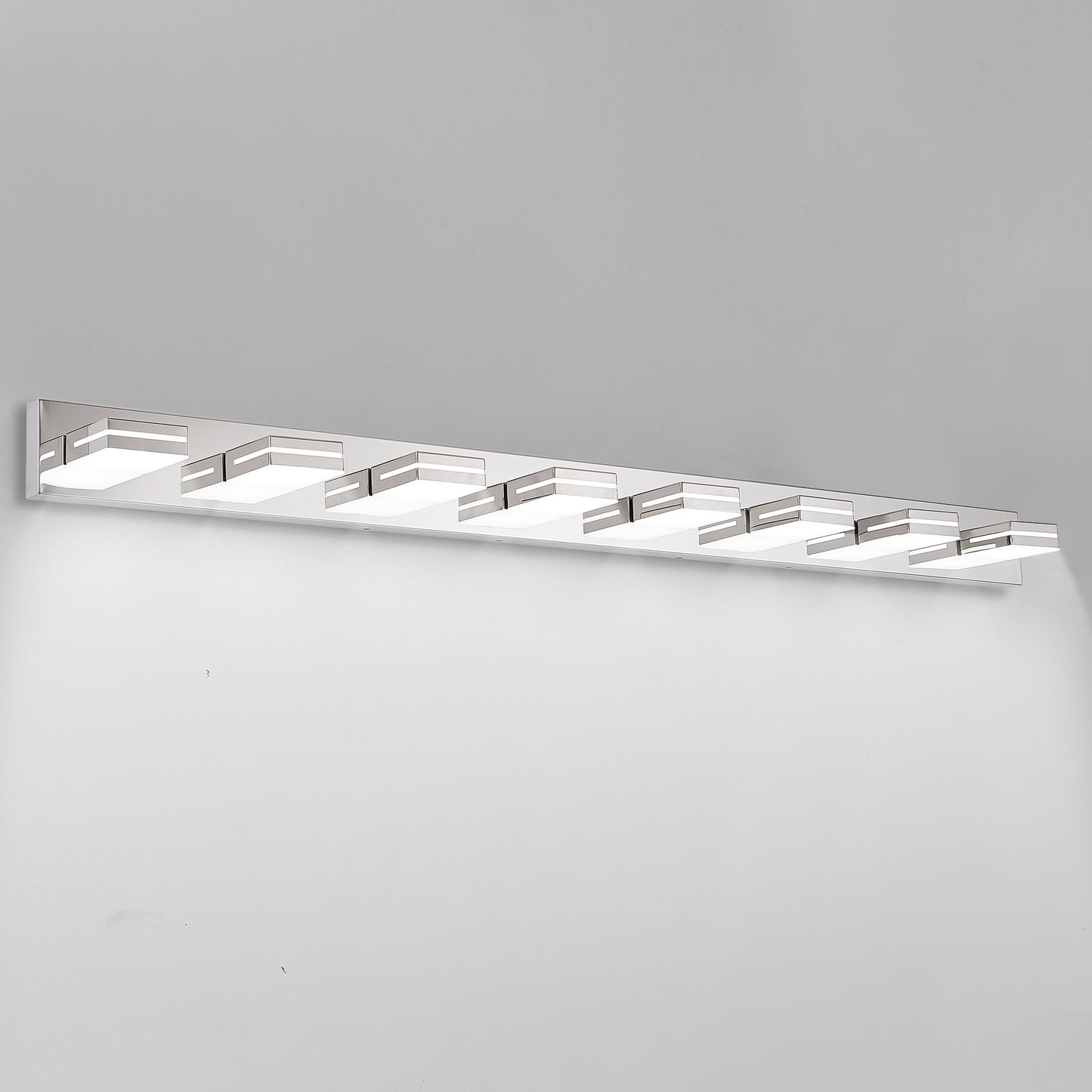 Modern Chrome LED Vanity Light - 8-Light Wall Sconce