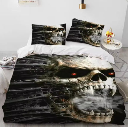 Skull 3D Digital Printing Bedding Set - Bed Sheet Quilt Cover & Pillowcases