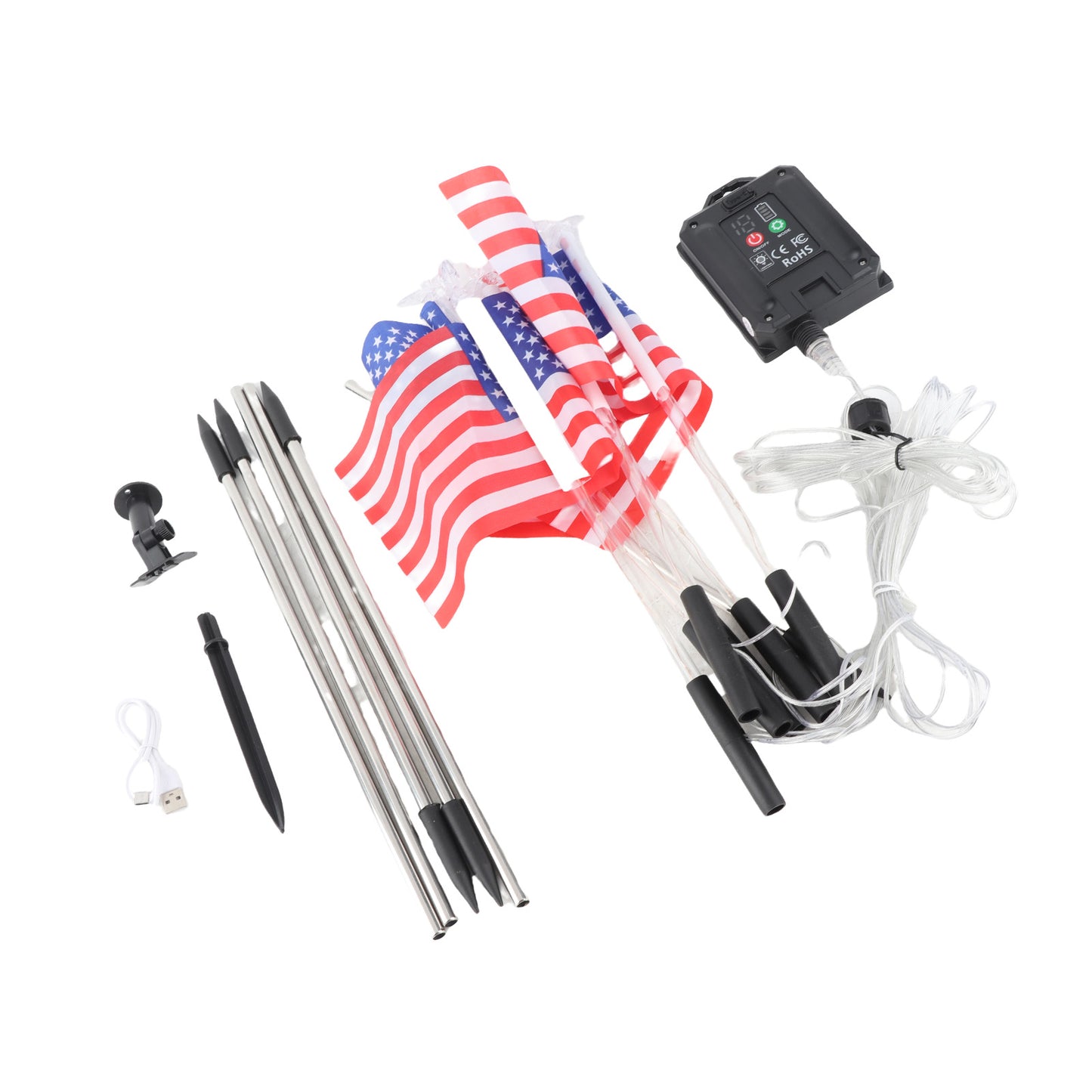 Solar American Flag Lights - 8 Modes for Independence Day Decor
