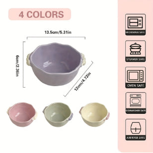 Candy Pearl Double-Ear Ceramic Bowl - Nordic Style Kitchen Decor