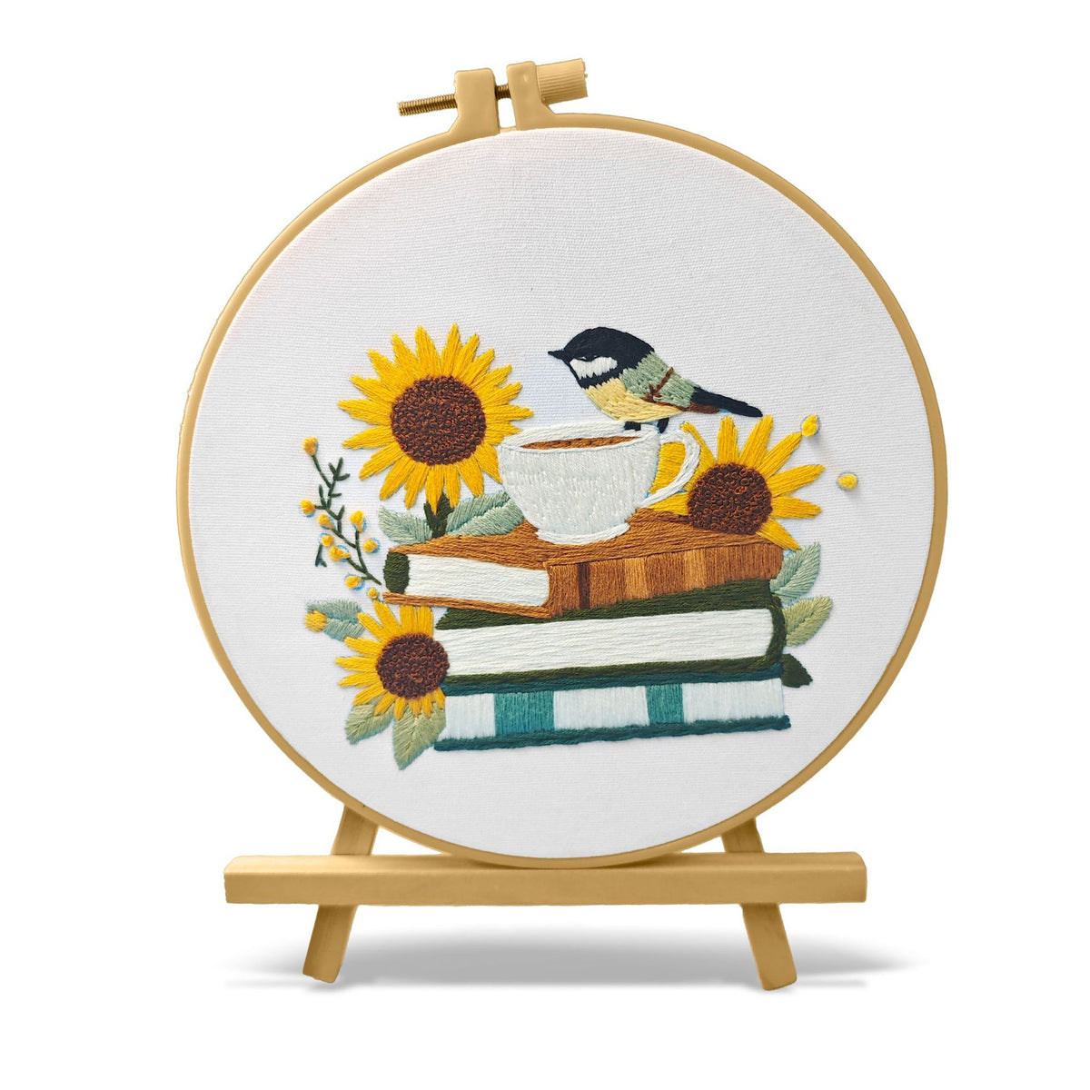 Embroidery Fabric Pack with Bird Sunflower Design for Arts and Crafts