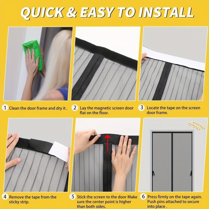 Magnetic Mosquito Screen Door - Diamond Mesh, No Drilling, Breathable Insect-proof Mesh