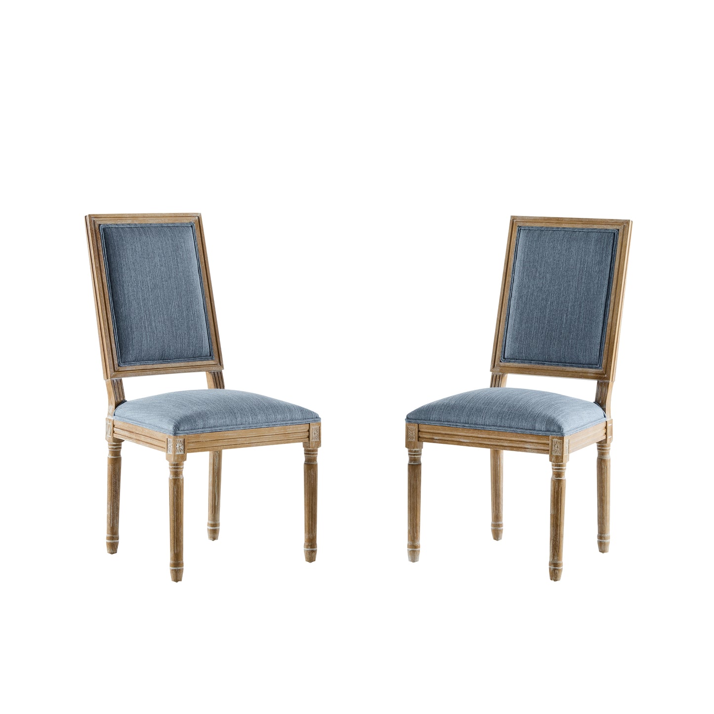 French Country Dining Chairs - Elegant Cane Backrest & Upholstered