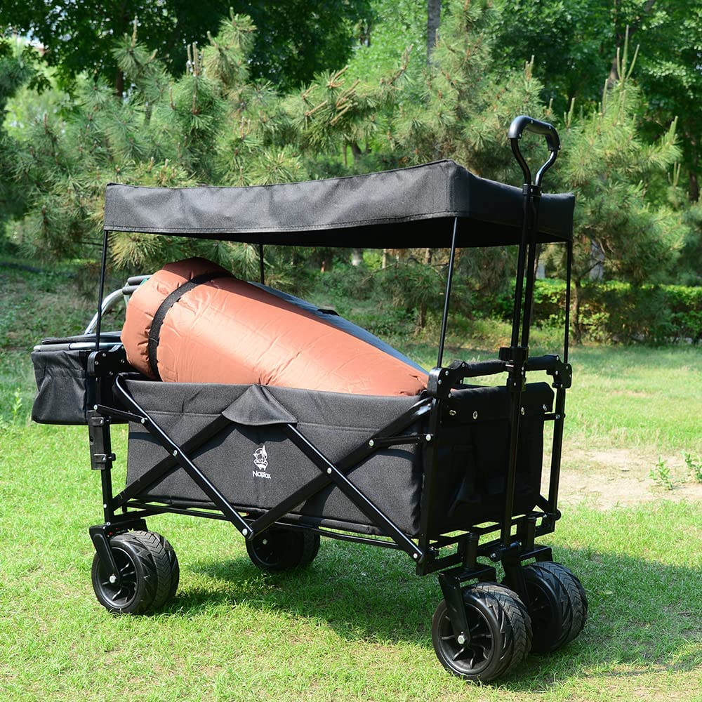 Collapsible Folding Wagon with Canopy - 140L All-Terrain Cart