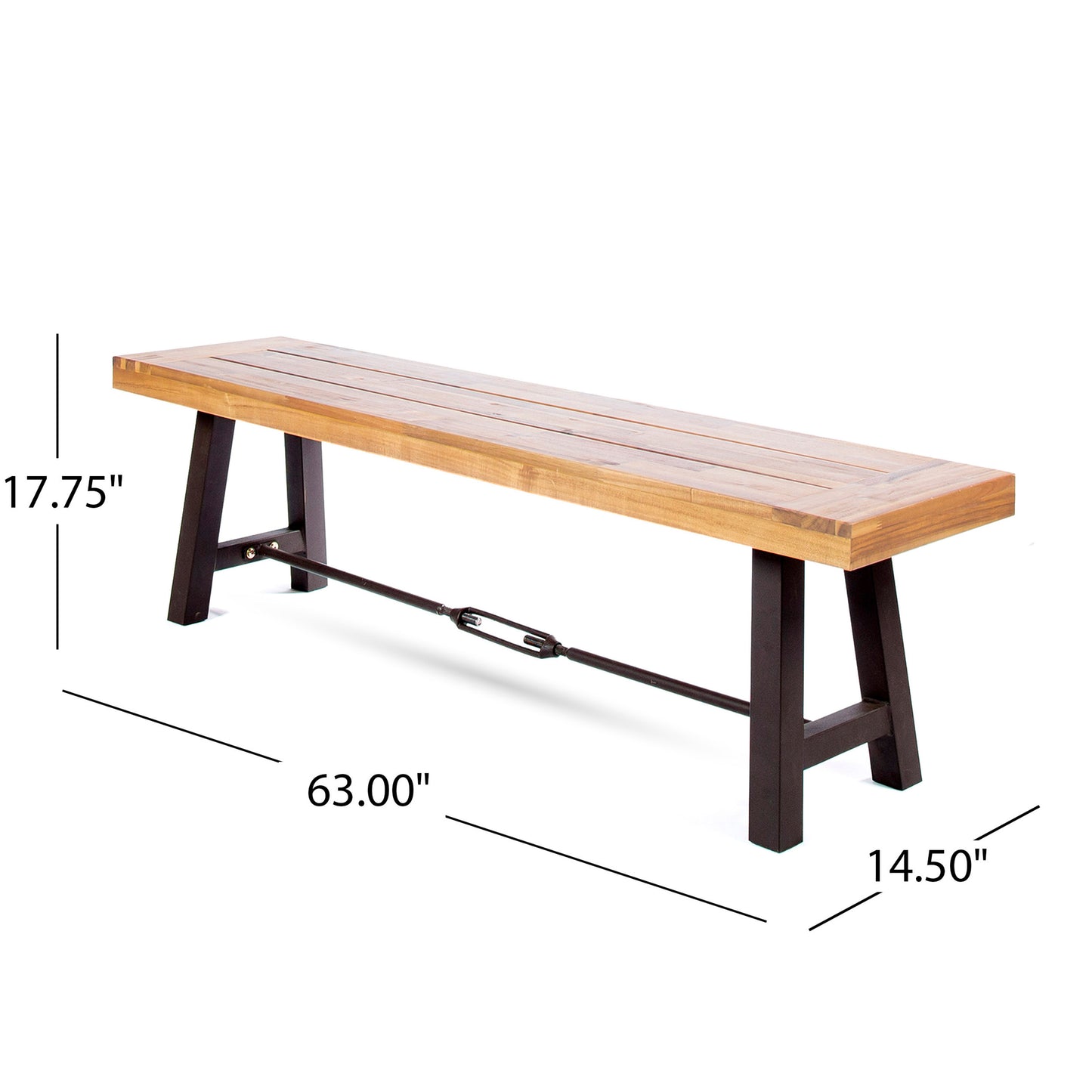 Acacia Wood Catriona Bench - Teak, Outdoor Seating