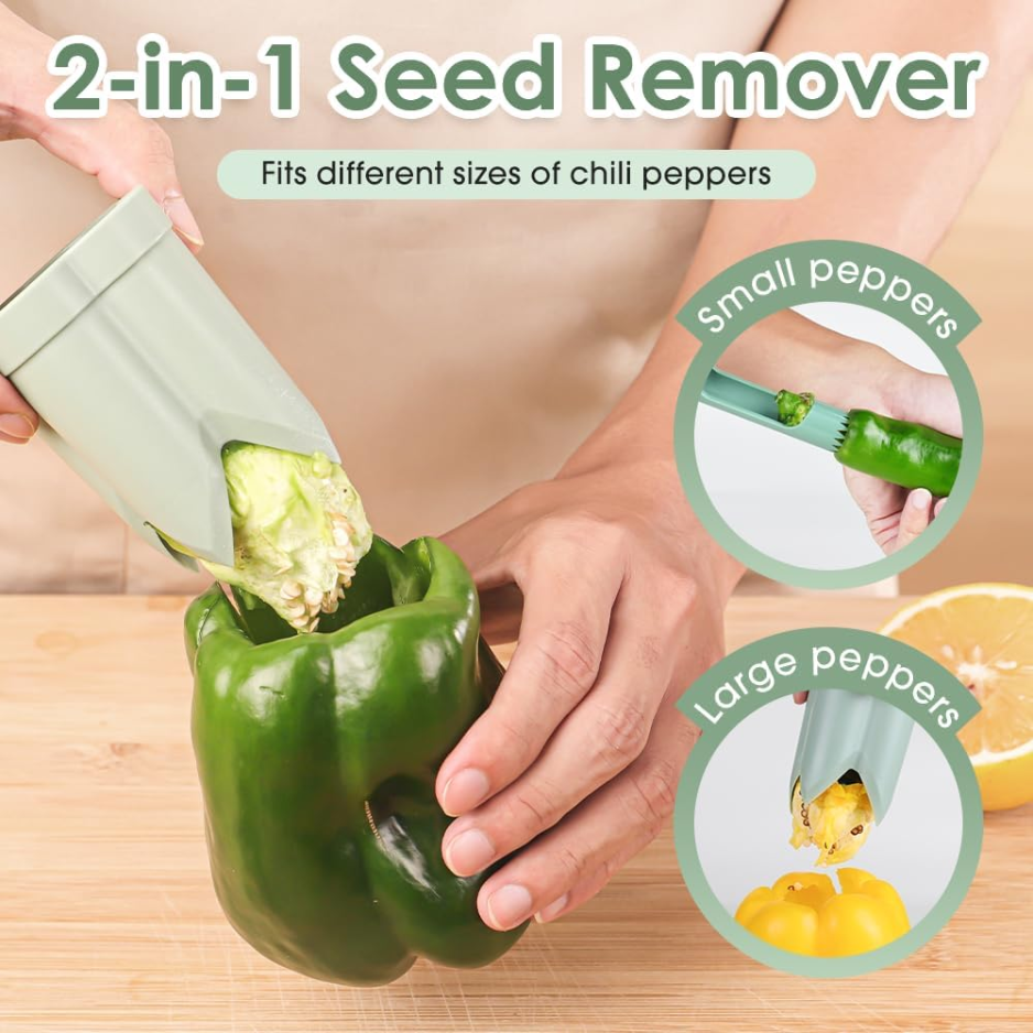 2-in-1 Pepper Seed Corer & Deseeder Tool - White