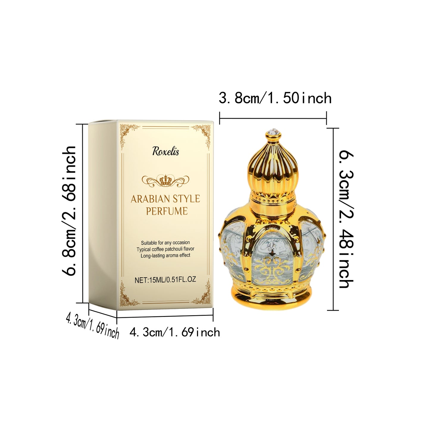 Arabian Coffee & Patchouli Perfume Oil - Long Lasting Unisex Fragrance 15ml
