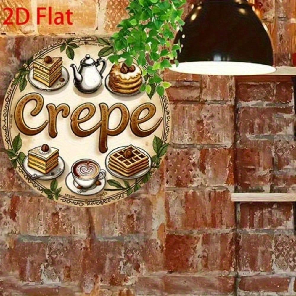 Vintage Round Metal Sign - Dessert Coffee Tea Pastries 8in
