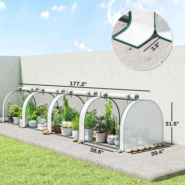 Garden Bed with Mini Greenhouse - Roll-Up Zipper Doors, UV Protection
