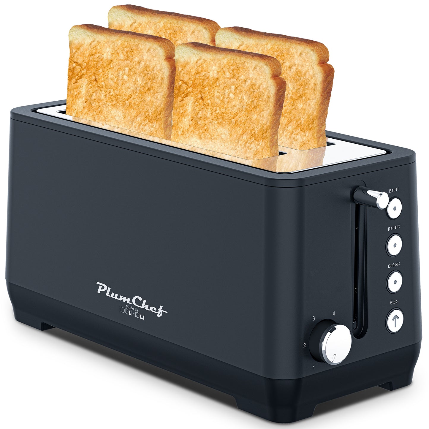 4-Slice Toaster with Extra Wide Slots - Matte Black, 6 Settings