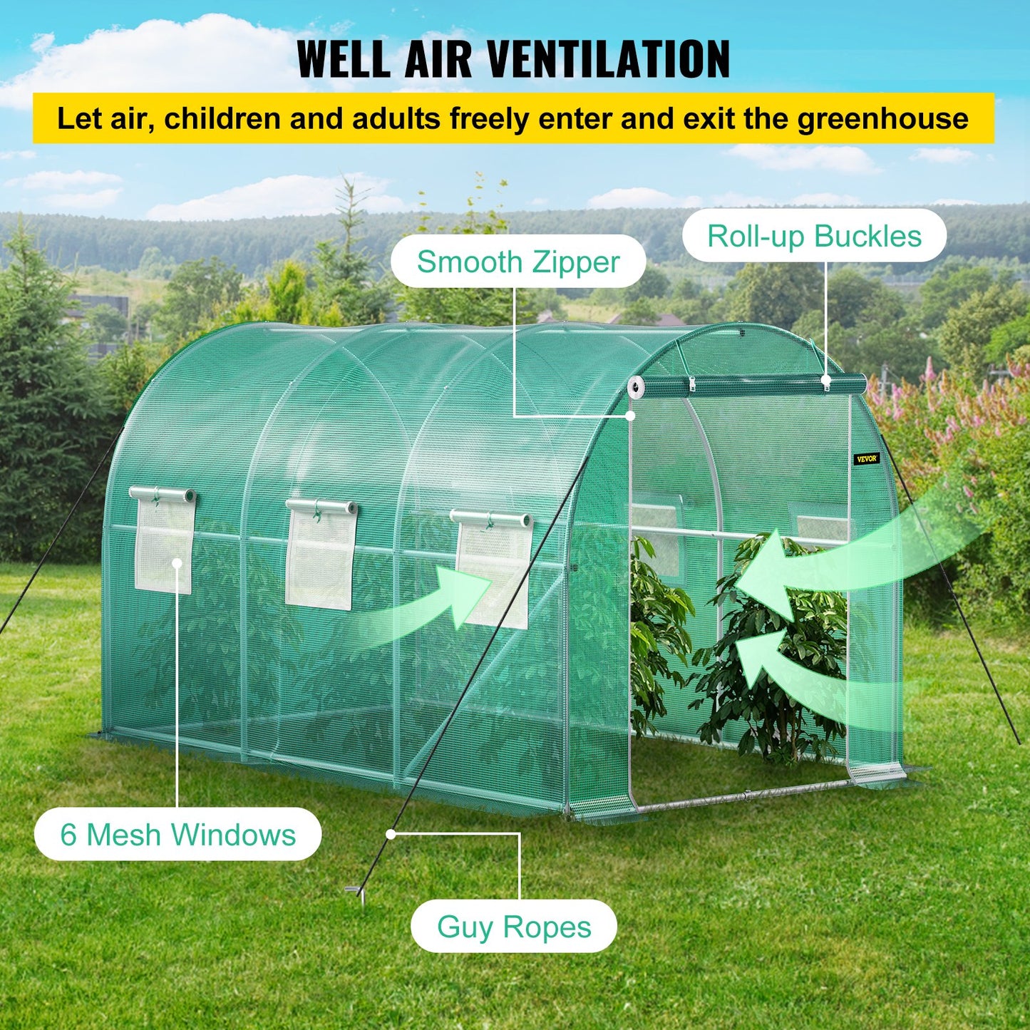 Walk-In Tunnel Greenhouse 12x7x7 Ft Portable Plant Grow House with Steel Frame