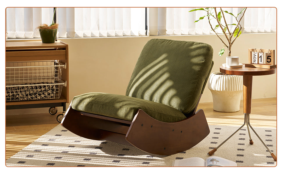 Comfortable Green Glider Rocking Chair with Solid Wood Frame