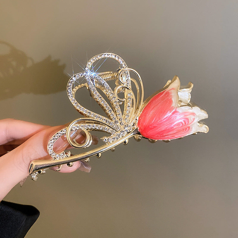 Women's Diamond-Encrusted Butterfly Hairpin