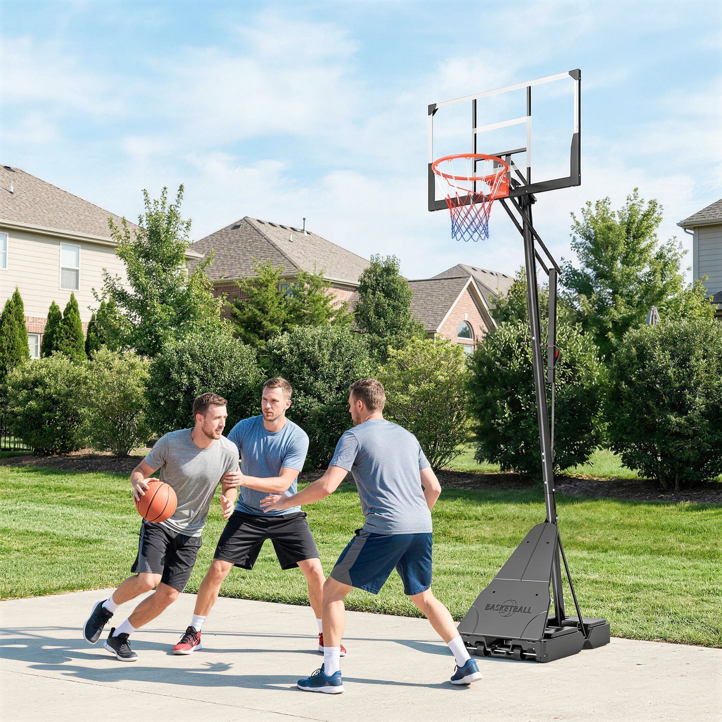 Adjustable Portable Basketball Hoop - 8-10ft Height, 47" Backboard
