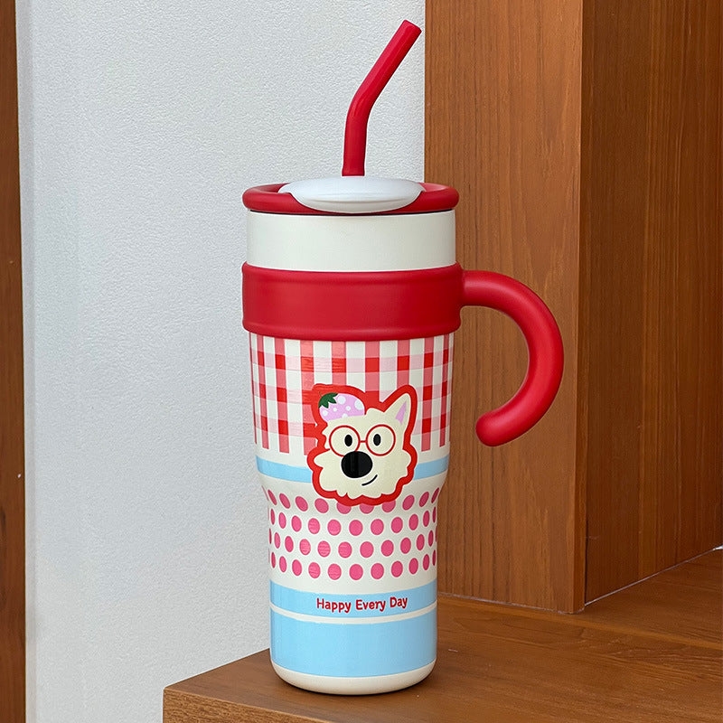 Reusable Drinking Bottle with Handle and Large Capacity – Insulated, Ceramic Inner Pot, Charlie Dog Design