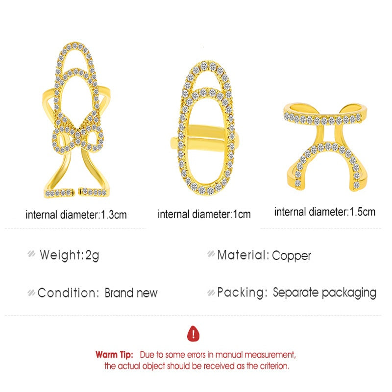Removable Fake Nail Ring - Cross-border Zircon Inlaid Jewelry for Nail Art Women