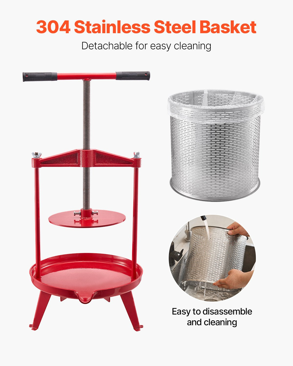 Manual Fruit Wine Press - 3.69 Gallon Stainless Steel Juicer