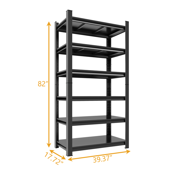 6-Tier Adjustable Metal Storage Rack - 82in High, Black