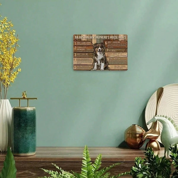 Australian Shepherd Metal Tin Sign - Funny Pet Commands Decor