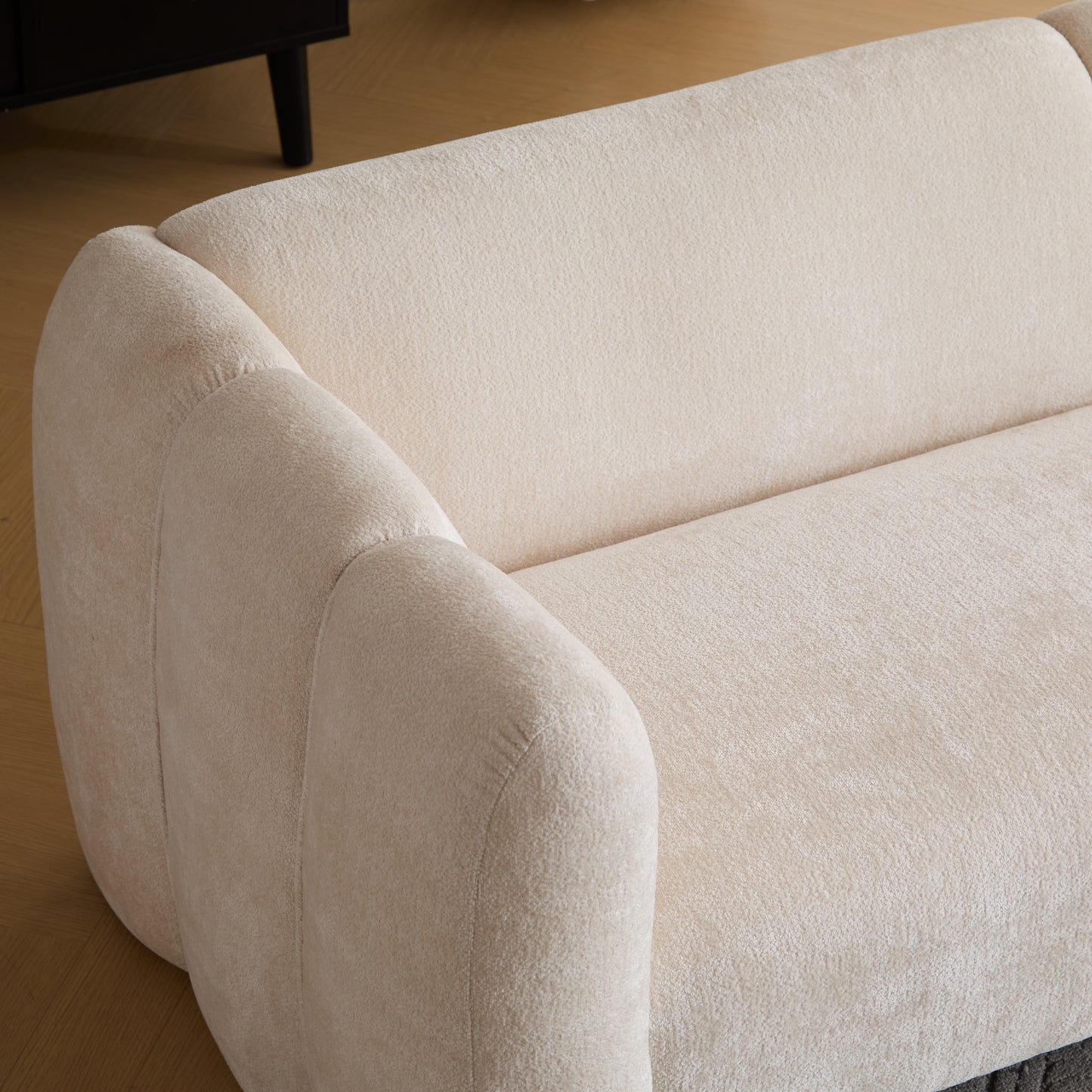 3-Seater Boucle Sofa with Wave Design - Beige
