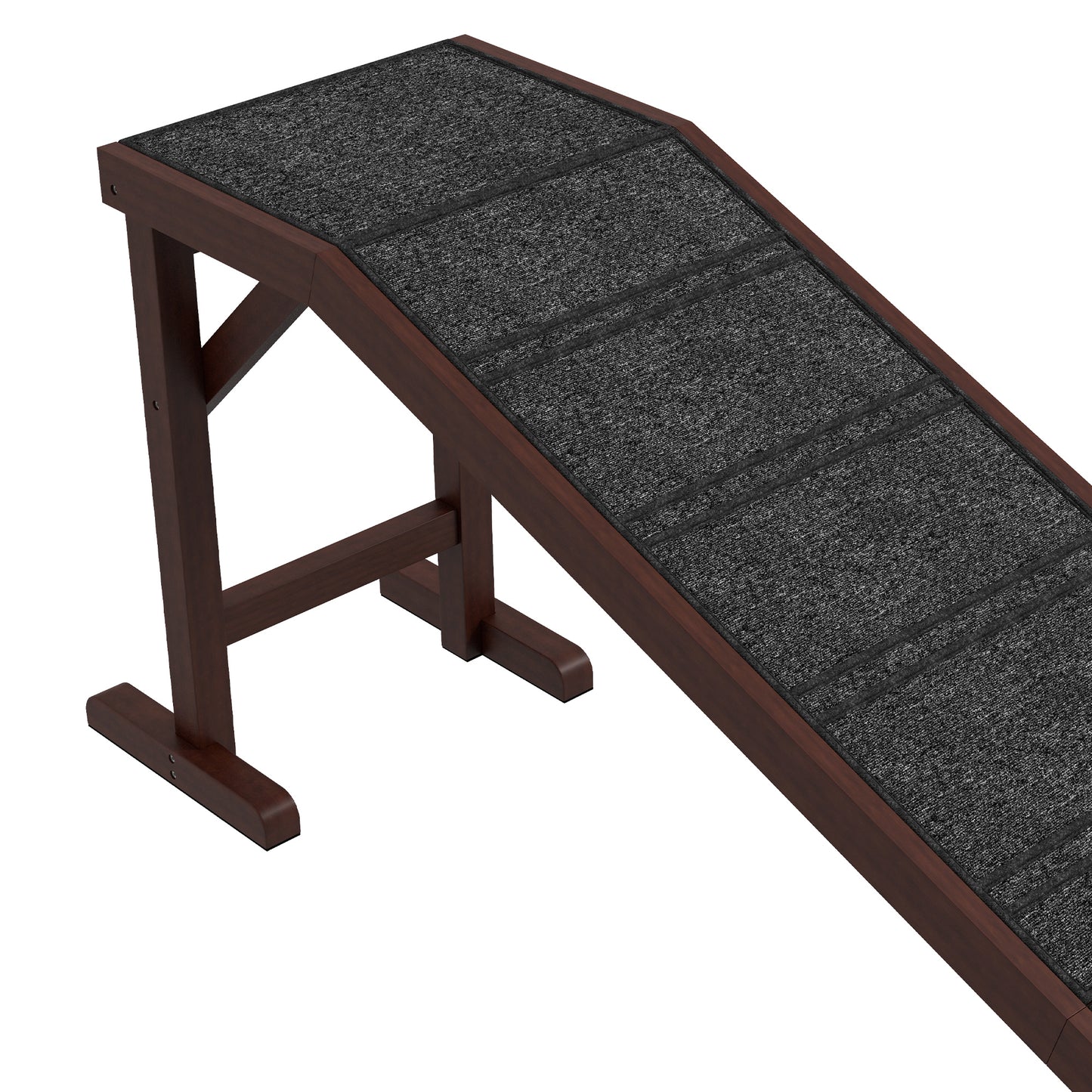Dog Ramp for Bed - Non-Slip Pet Ramp with Top Platform, 74 x 16 Inches, Brown