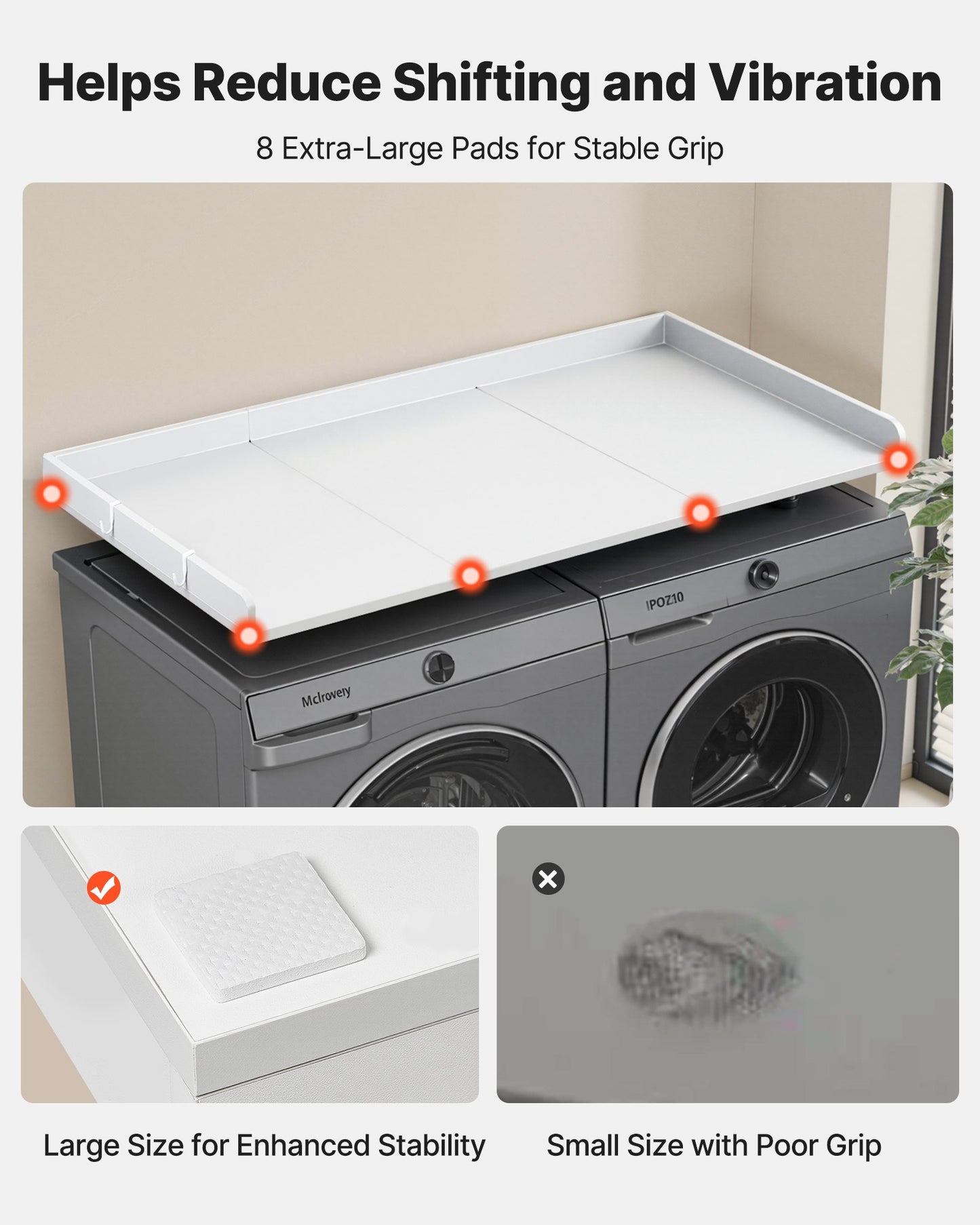 Wooden Washer Dryer Countertop with Edge & Hooks - Water-Resistant Laundry Surface, 54x27.5 in