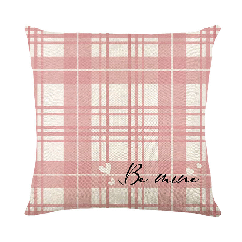 Plaid Heart Valentine's Day Pillow Cover - Home Textiles 45x45cm