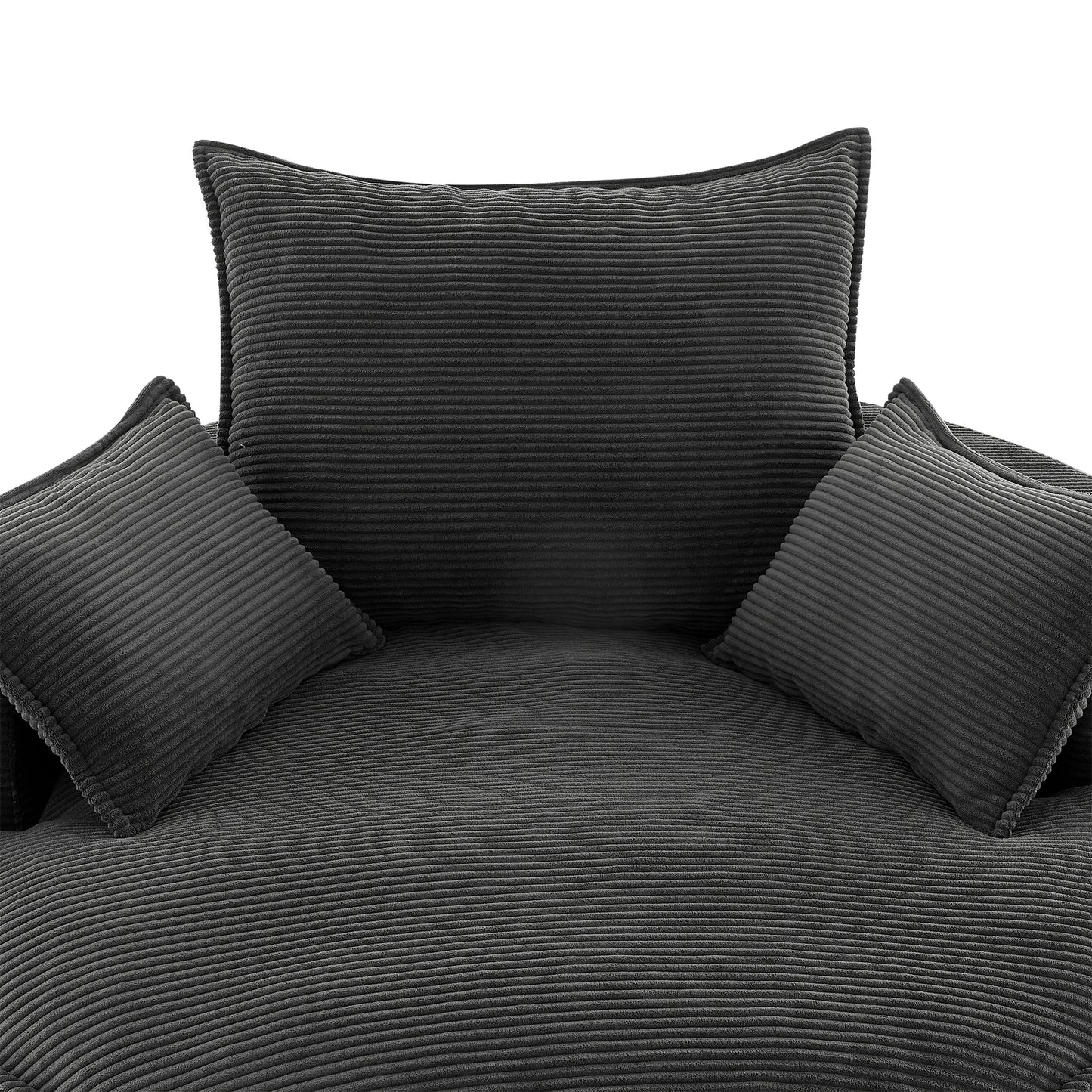 Oversized 360° Swivel Chair with Dual-Layer Cushions - Black