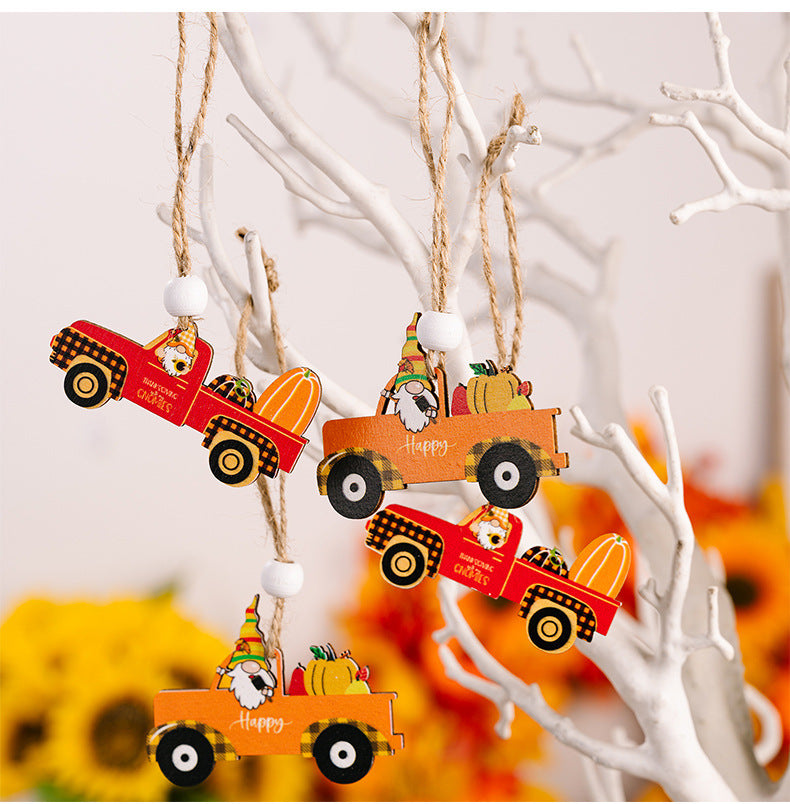 12-Pack Harvest Season Wooden Pendant Decorations - Festive Home & Party Decor