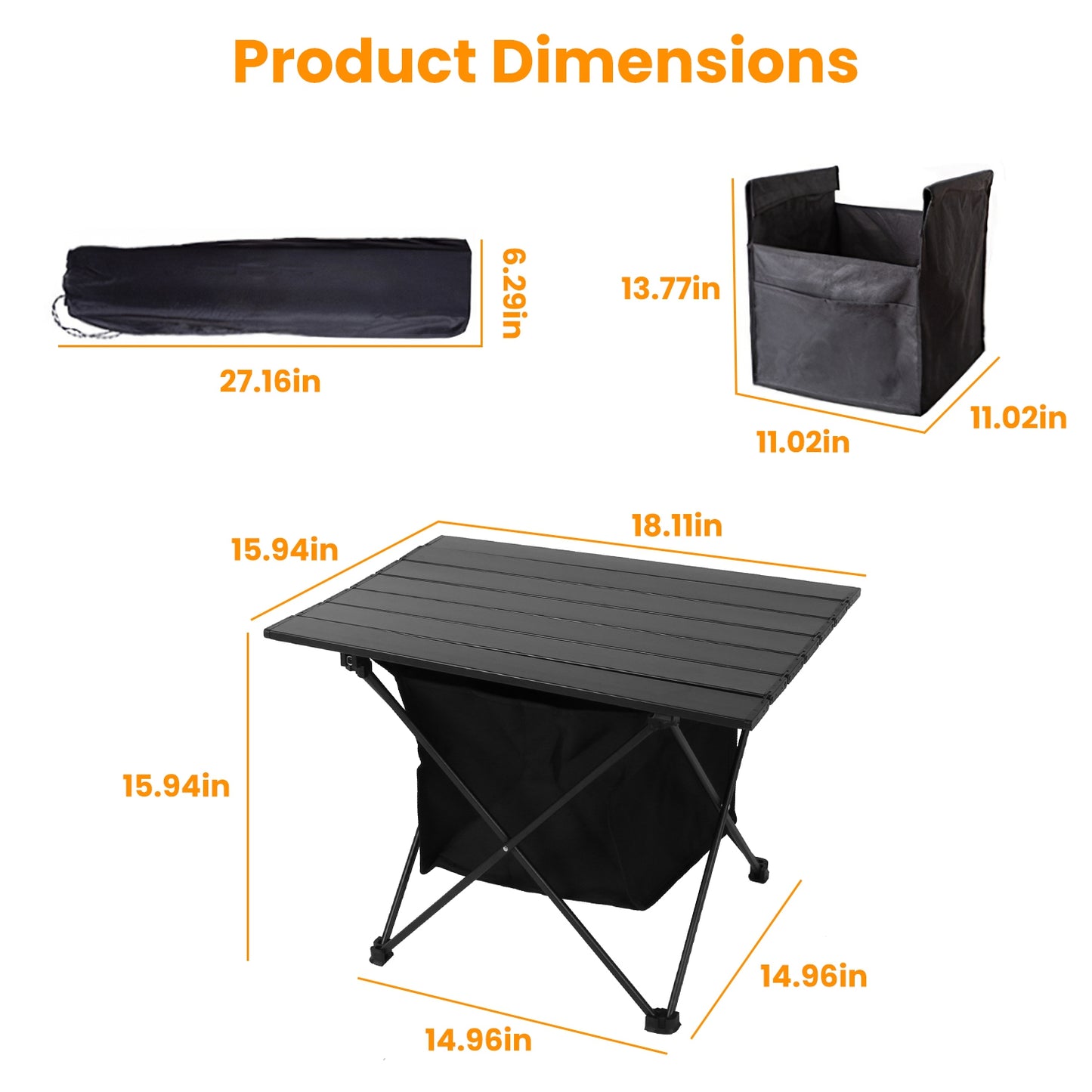 Foldable Camping Table with Storage Basket - Portable Aluminum