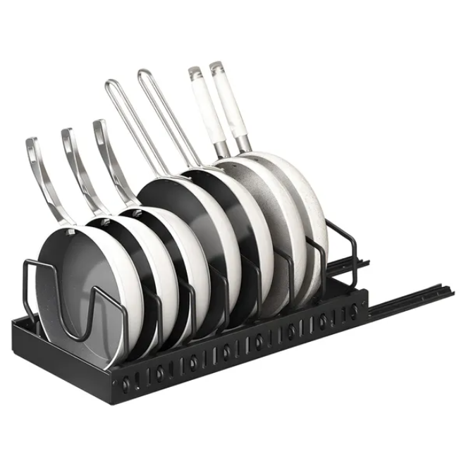 Pull-Out Pot and Pan Organizer with 8 Adjustable Dividers