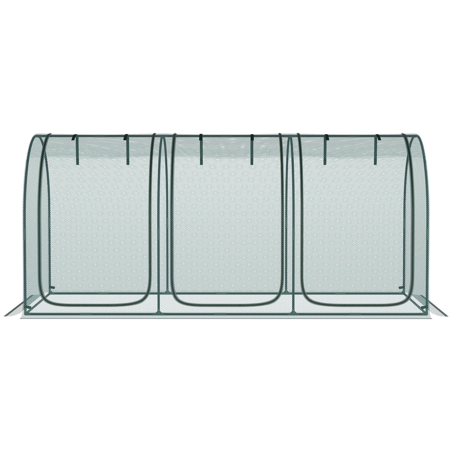 Garden Crop Cage with Zippered Doors and Ground Stakes, 9x4 ft Green