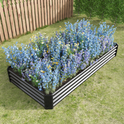 Metal Raised Garden Bed Kit 7.6x3.7ft for Vegetables, Flowers, Herbs - Black