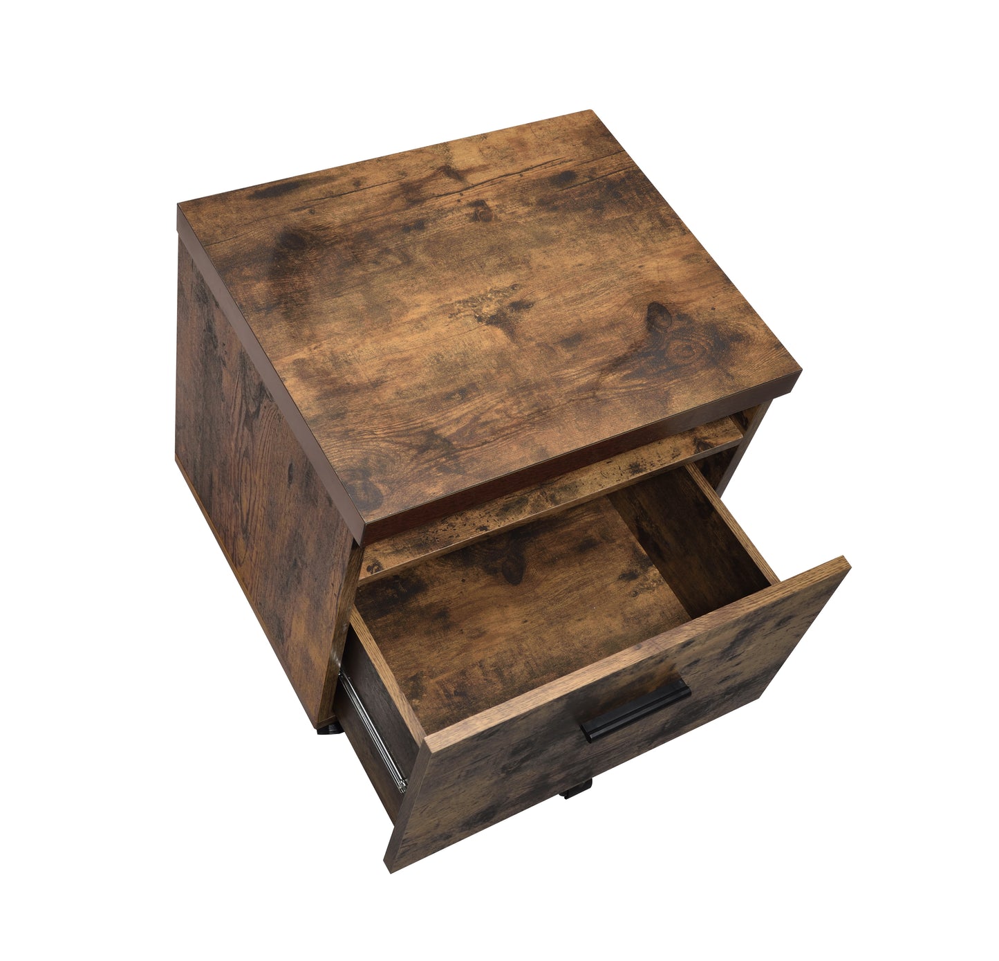 Bob Weathered Oak & Black Finish File Cabinet with Drawer