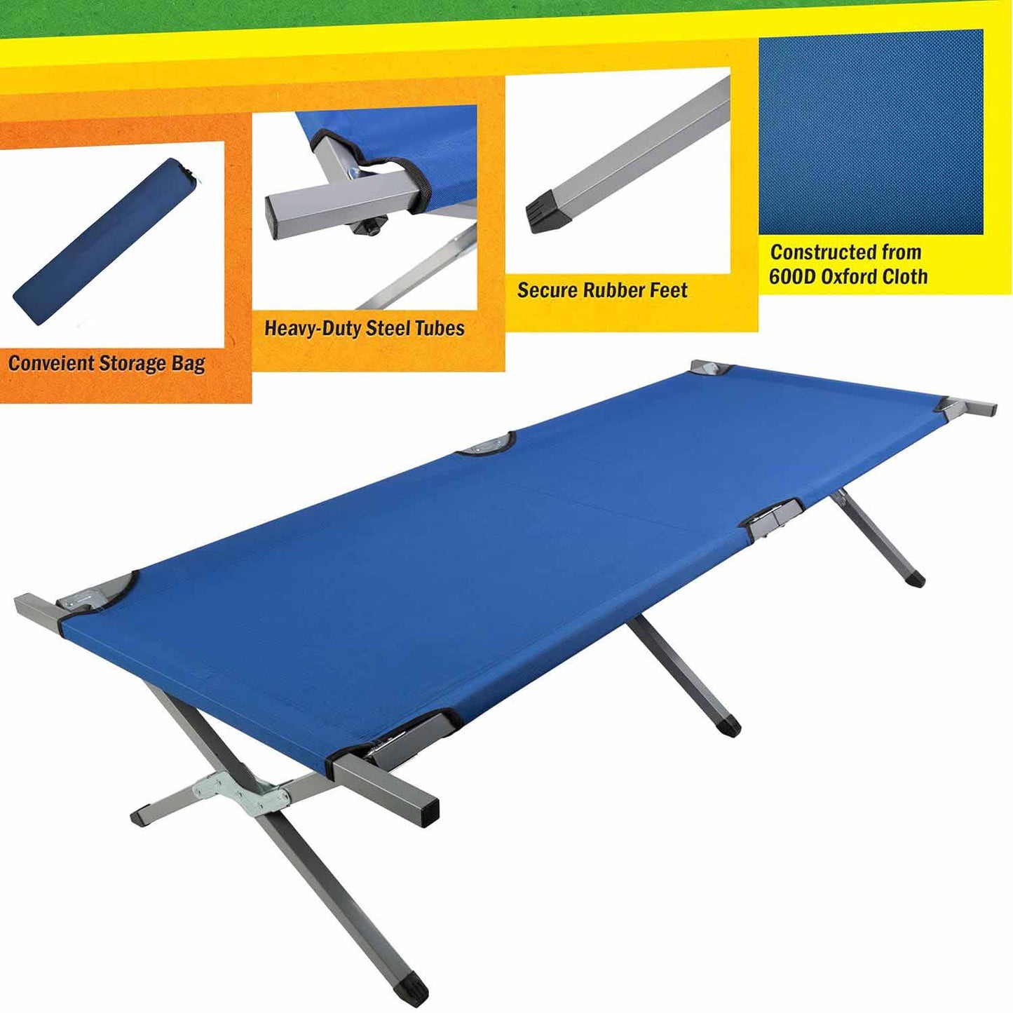 Portable Folding Camping Cot with Carry Bag - Lightweight & Durable