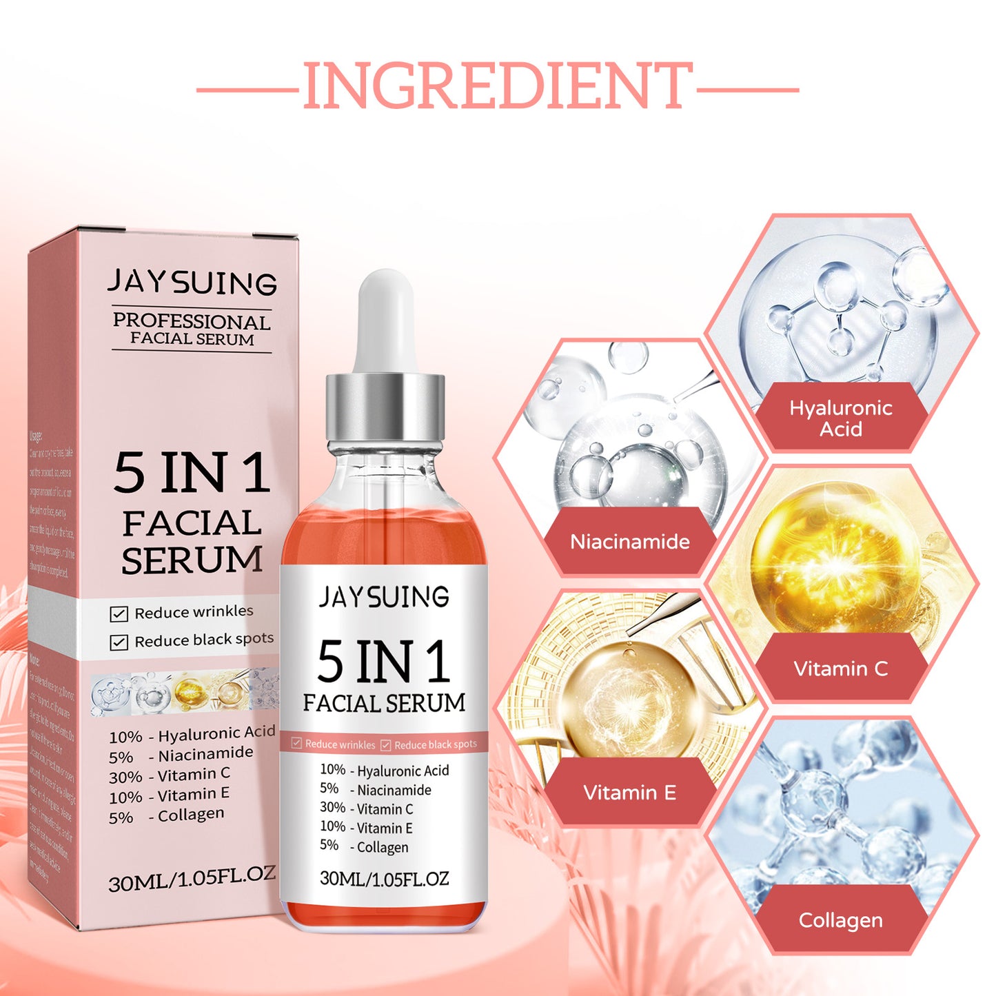 5-in-1 Facial Essence with Hyaluronic Acid, Vitamin C & Nicotinamide