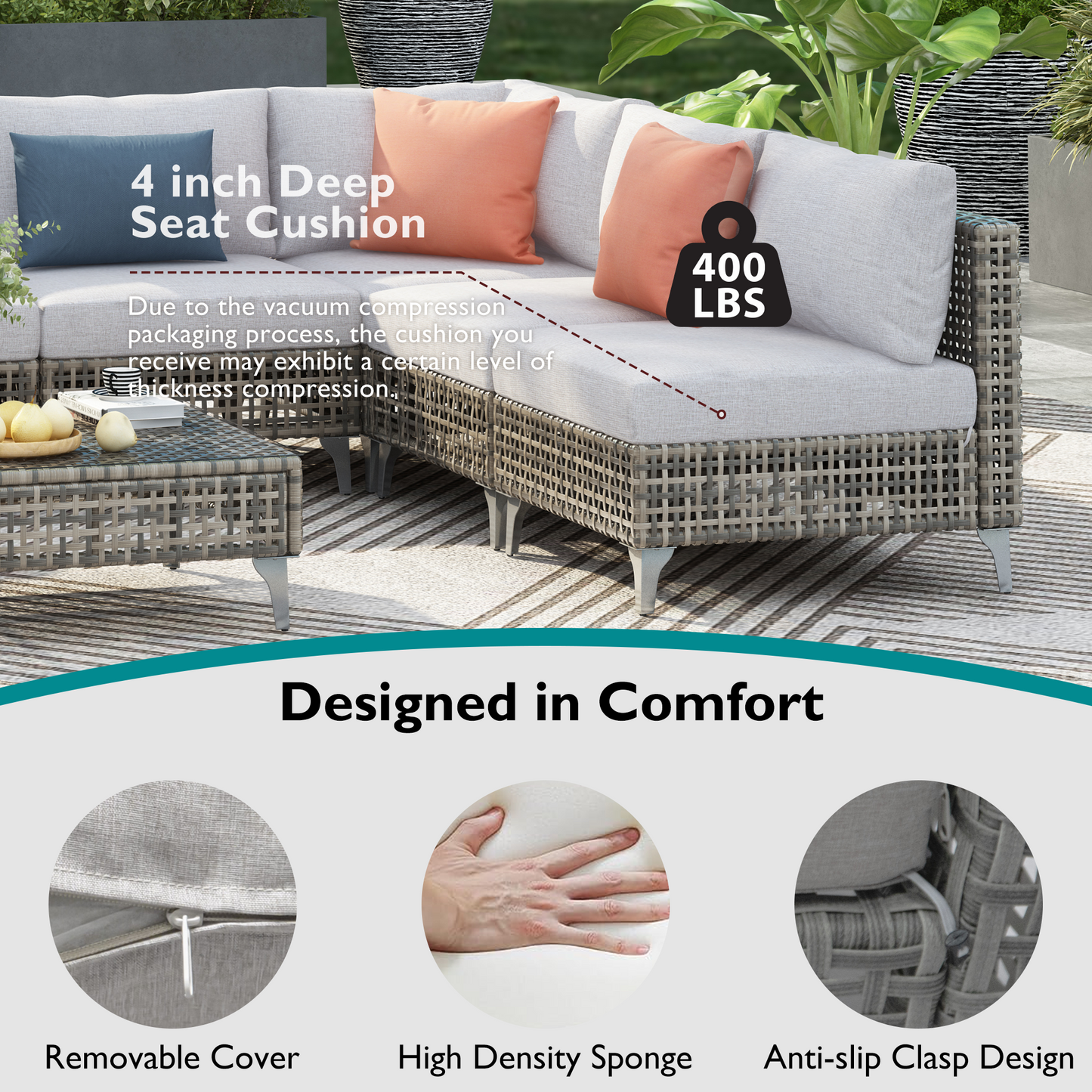 K&K 7-Piece Wicker Patio Furniture Set, Outdoor Conversation Set