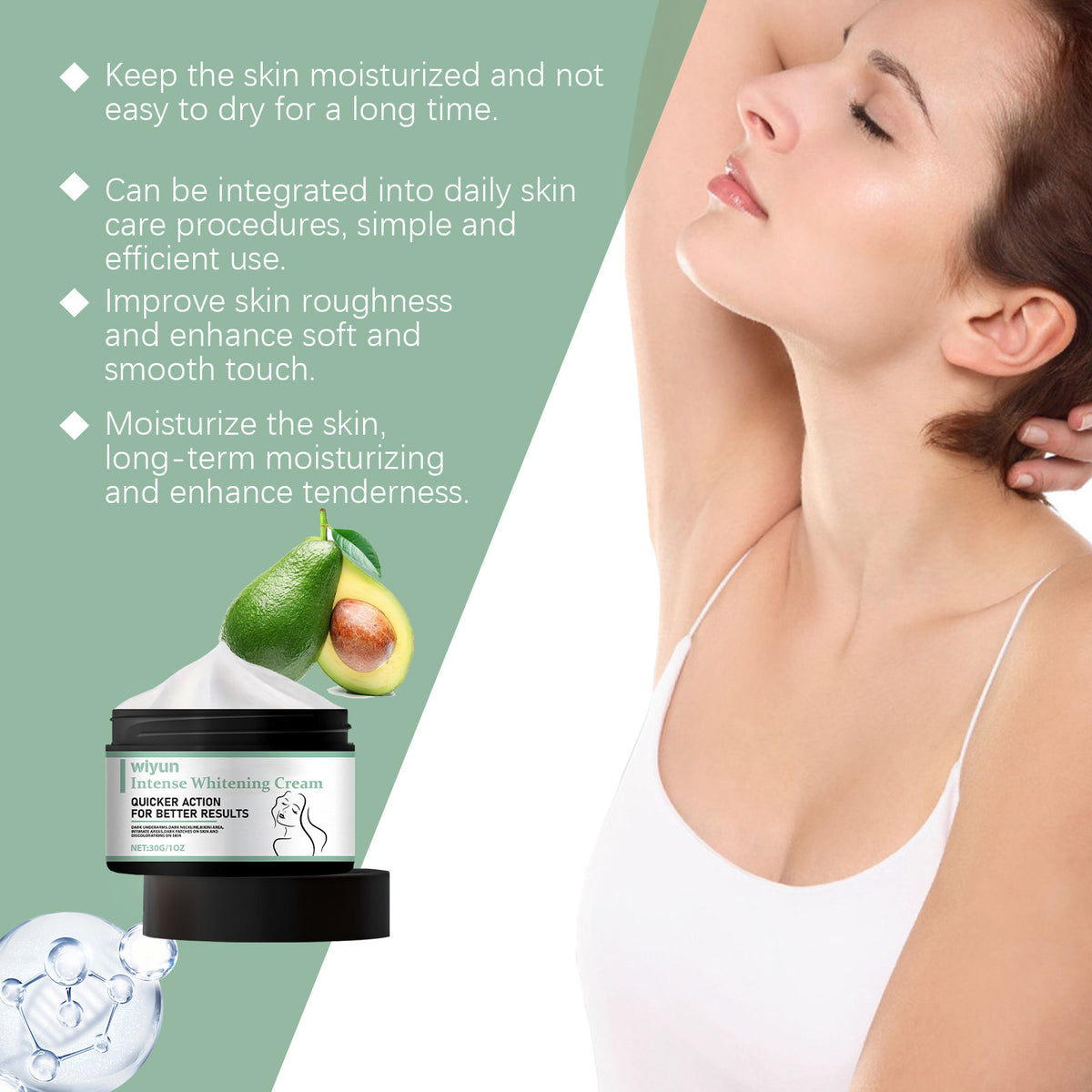 Neck Cream - Moisturizing & Brightening Formula for Skin Care, 30g