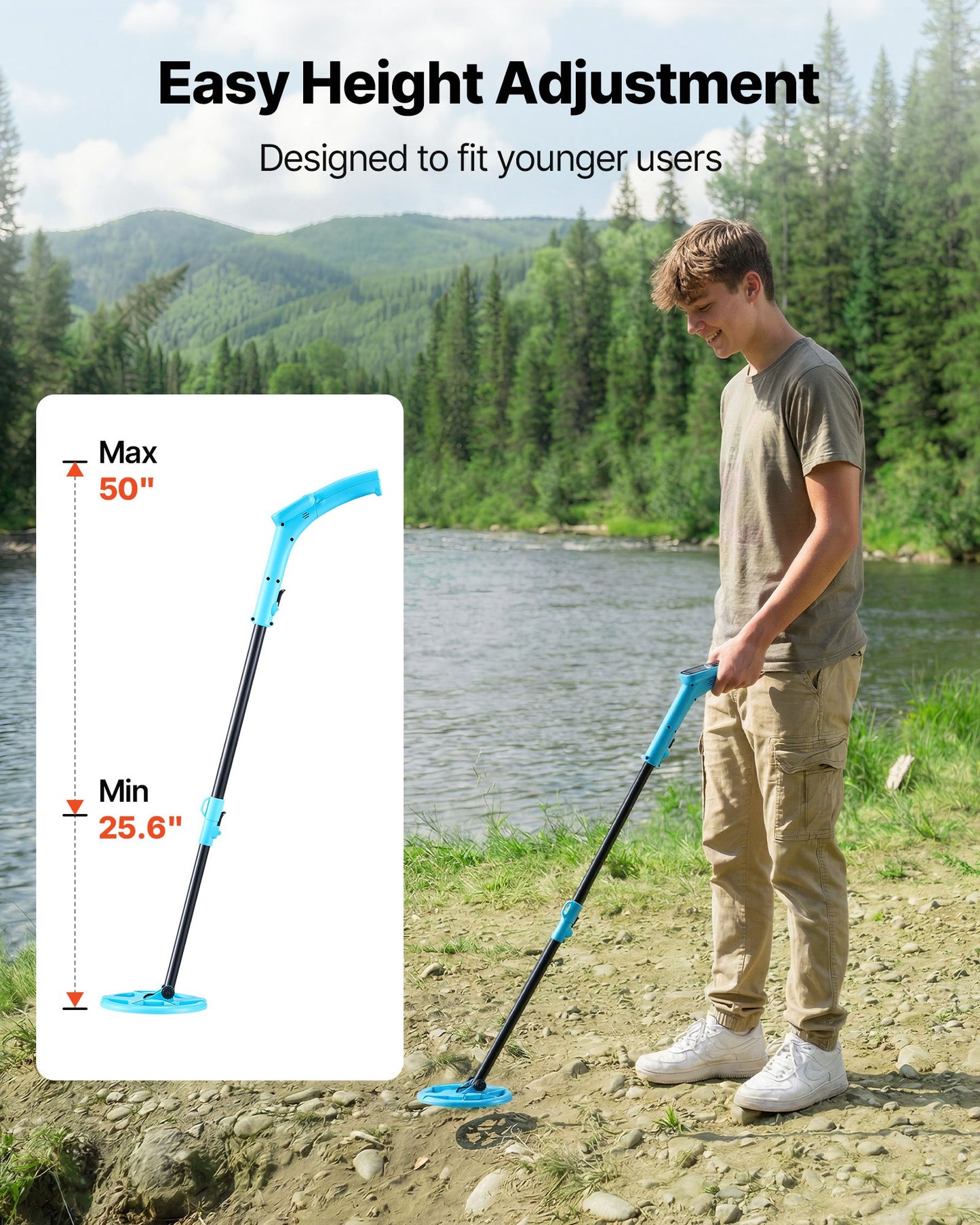 Waterproof Metal Detector with LCD Display & Adjustable Handle - Gold & Treasure Hunting