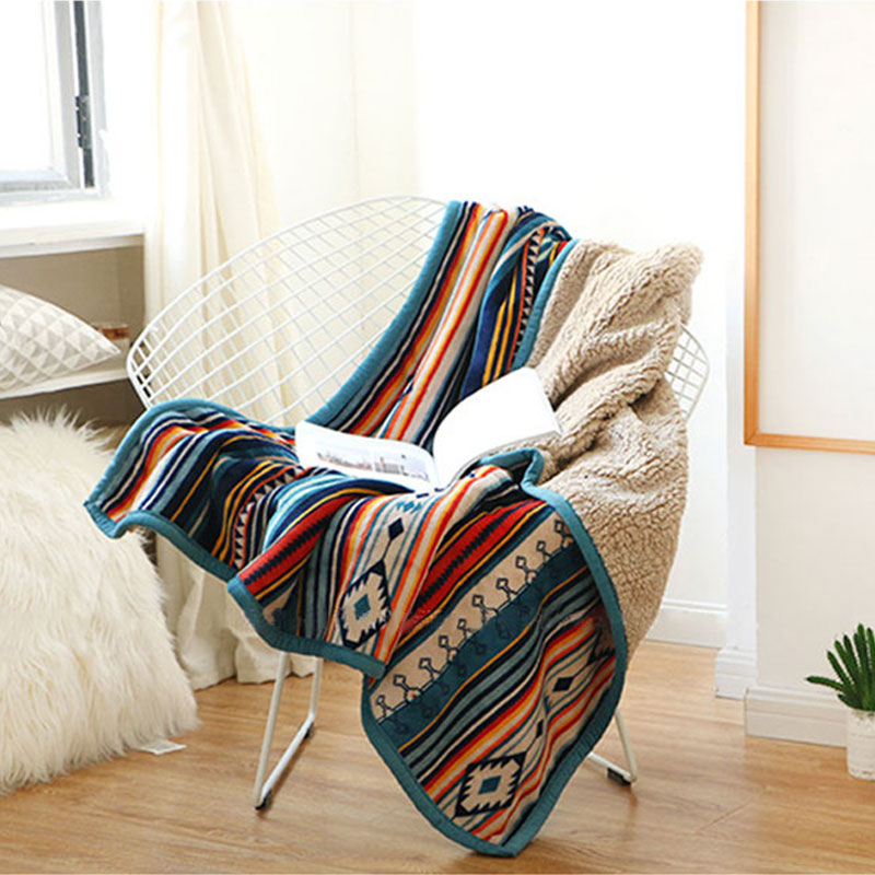 Coral Fleece Blanket - Thickened Air Conditioning Quilt for Home, Blue 127x152cm