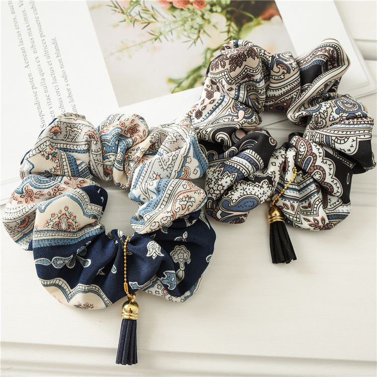 Retro Bohemian Ethnic Style Hair Tie with Tassel Pendant
