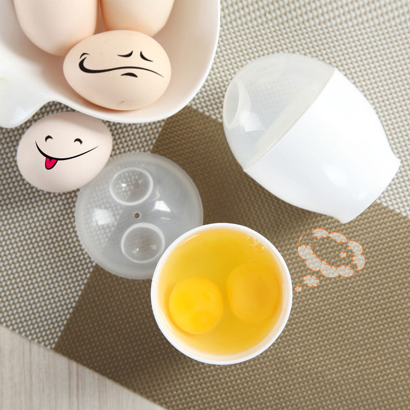 Mini Microwave Egg Cooker Cup - Cute Steamed Egg Maker for Kitchen, White