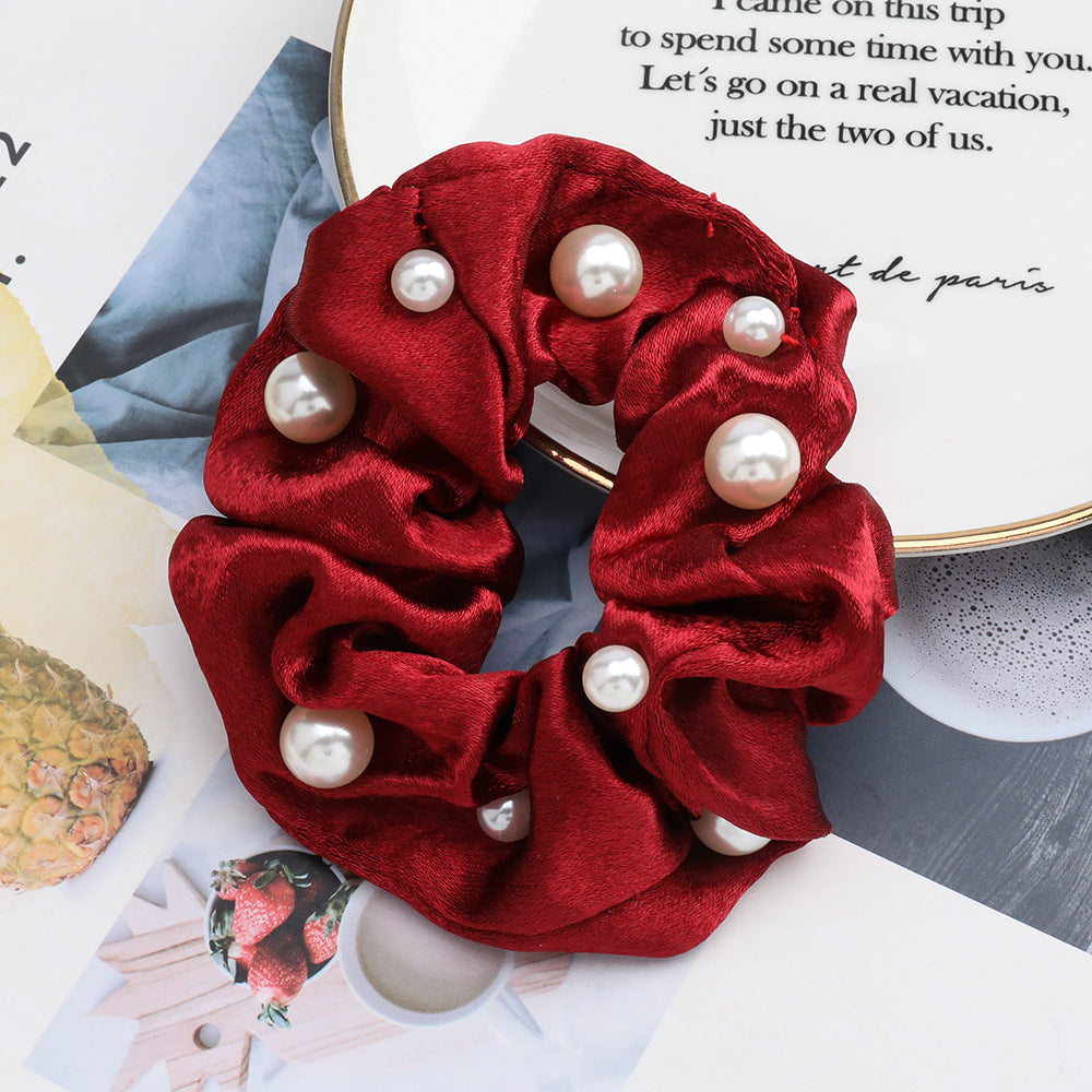 Fashionable Glitter Fabric Headband with Pearl Inlay - Women's European Style Hair Accessory