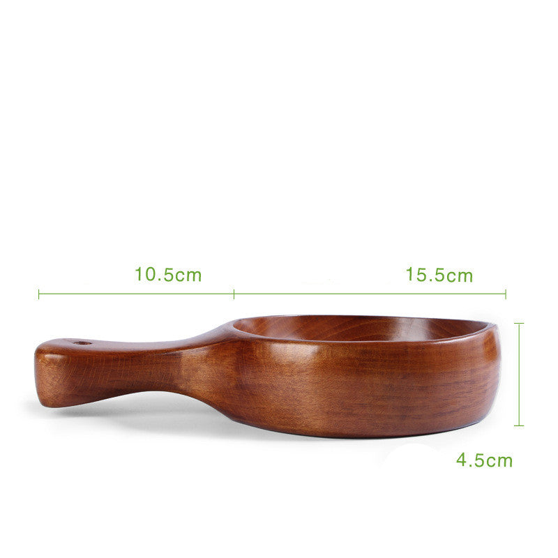 Multifunctional Wooden Salad Bowl with Handle - Round Kitchenware for Fruit & Salad